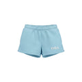 Light blue athletic shorts with a white embroidered Greek letter logo 'THETA PHI ALPHA' on the lower left leg, shown against a plain white background.