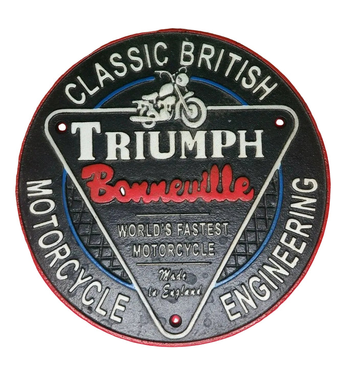 Triumph Bonneville Motorcycle Cast Iron Sign Retro Man Cave