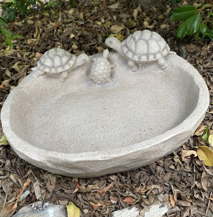 22nice4me Garden Statues resin bird bath with three detailed turtle sculptures and an antique stone finish