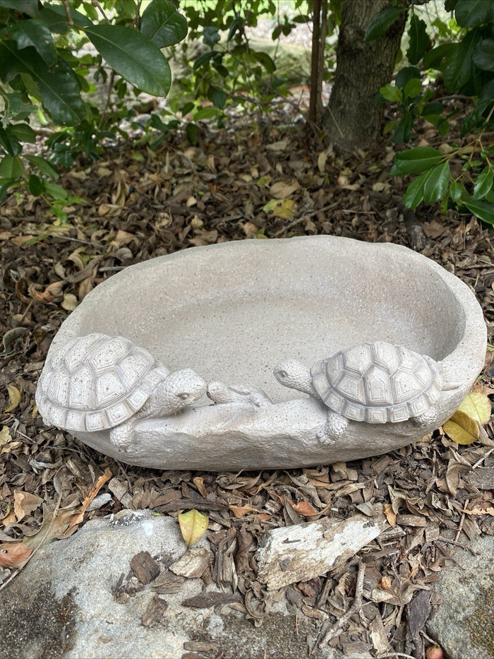 22nice4me Garden Statues turtle design bird bath and bee water station with an antique finish resin construction