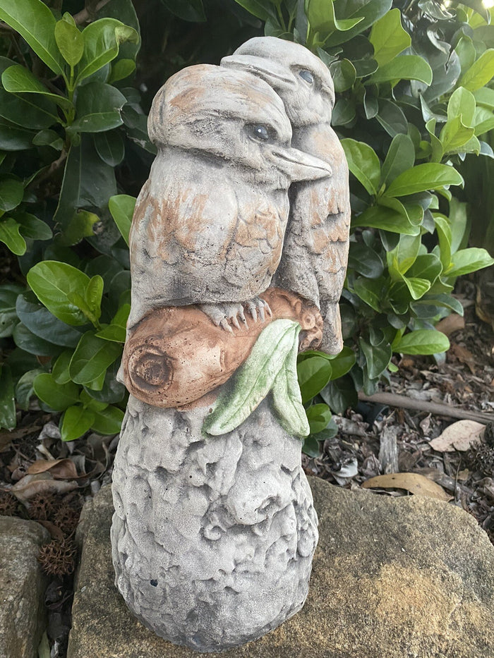 Twin  Kookaburra Bird Statue Ornament Animal Concrete Garden Australian Made