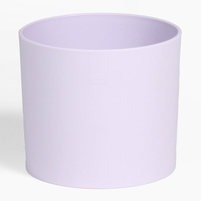 Light purple cylindrical pot on a white background