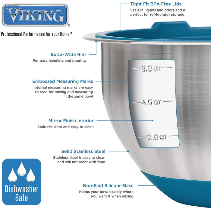 VIKING 10 PC STAINLESS MIXING BOWLS