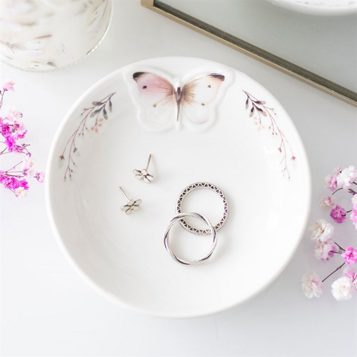 White Butterfly Trinket Dish