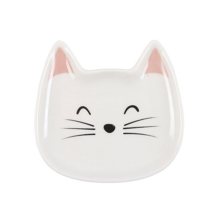 White Cat Face Trinket Dish
