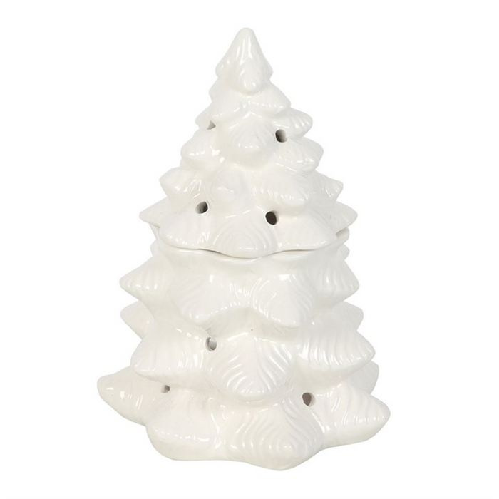 White Fir Tree Ceramic Oil Burner and Wax Warmer
