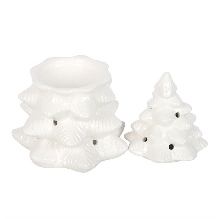 White Fir Tree Ceramic Oil Burner and Wax Warmer