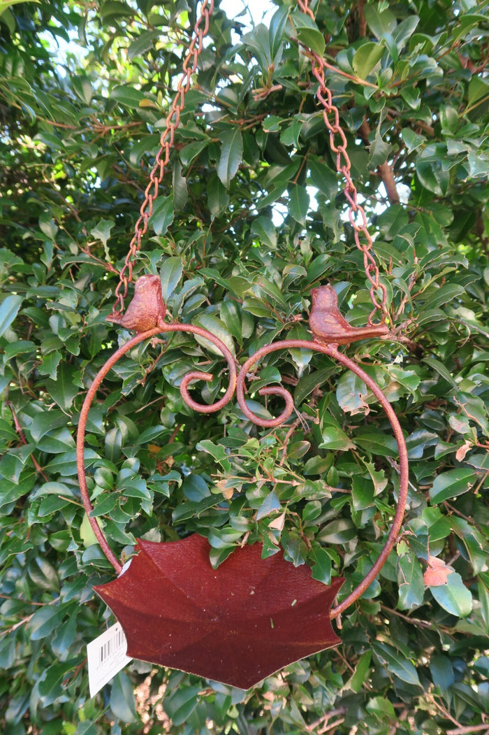 Wild Bird Feeder With Two Birds Native Garden Outdoor Metal Hanging Design Silve