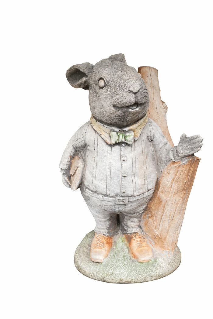 22nice4me Garden Statues Willow Father Rabbit concrete garden ornament wearing a cardigan and holding a bag