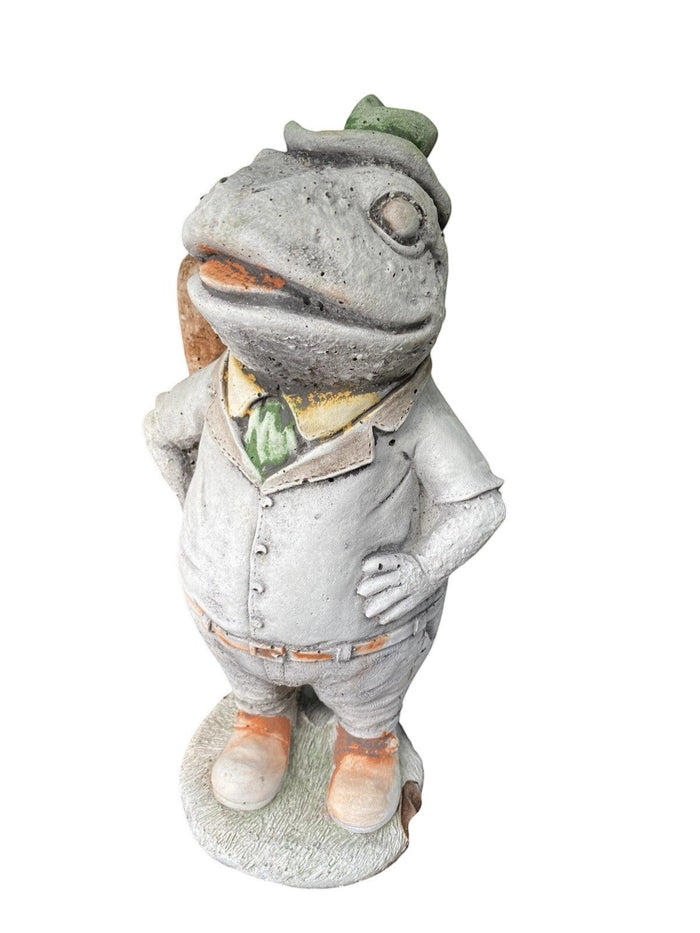 22nice4me Garden Statues Willow frog Mr Fisher concrete garden ornament with hand-painted details and matt finish