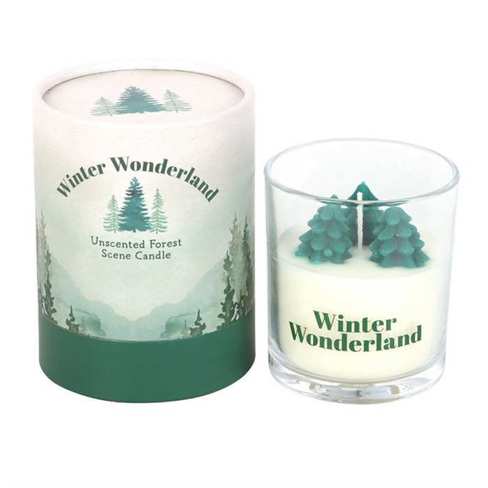 Winter Wonderland Candle with Tree Scene