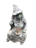22nice4me Garden Statues hand-painted concrete witch statue sitting with a broomstick for outdoor garden decor
