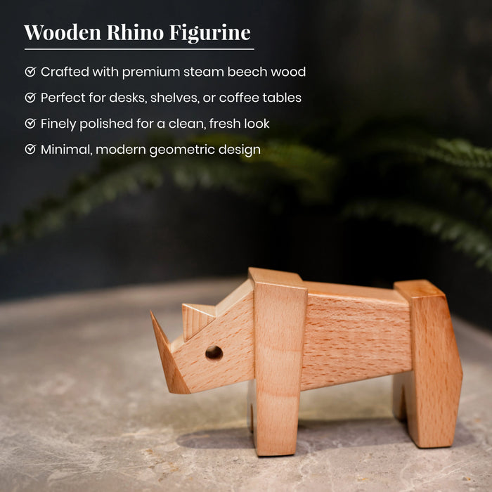 Wooden Rhino Figurine The Artarium