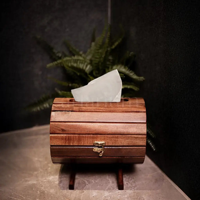 Wooden Wine Barrel Tissue Box The Artarium