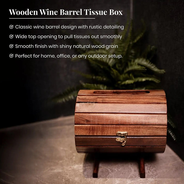 Wooden Wine Barrel Tissue Box The Artarium